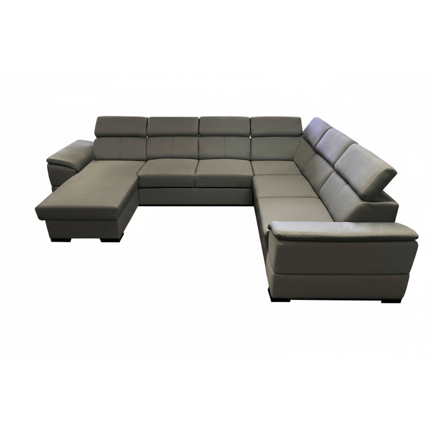 Sofá cama extensible con esquina reversible en U y arcón de almacenamiento GRANADA, gris oscuro