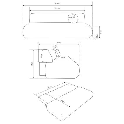 Sofá cama convertible de 3 plazas con espacio de almacenamiento PRATO beige