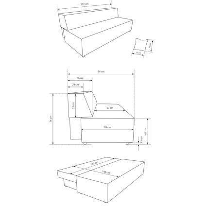 Sofá cama convertible de 3 plazas con espacio de almacenamiento TERAMO beige