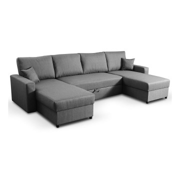 Sofá cama convertible en U con amplio espacio de almacenamiento JANISE, gris