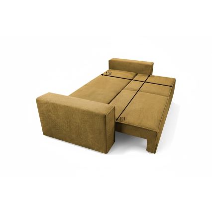 Sofá cama de 3 plazas con arcón RONDA naranja