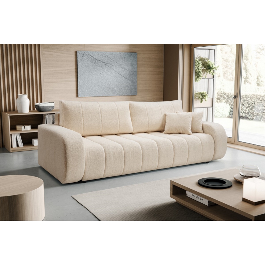 Sofá cama de tres plazas DESIO beige