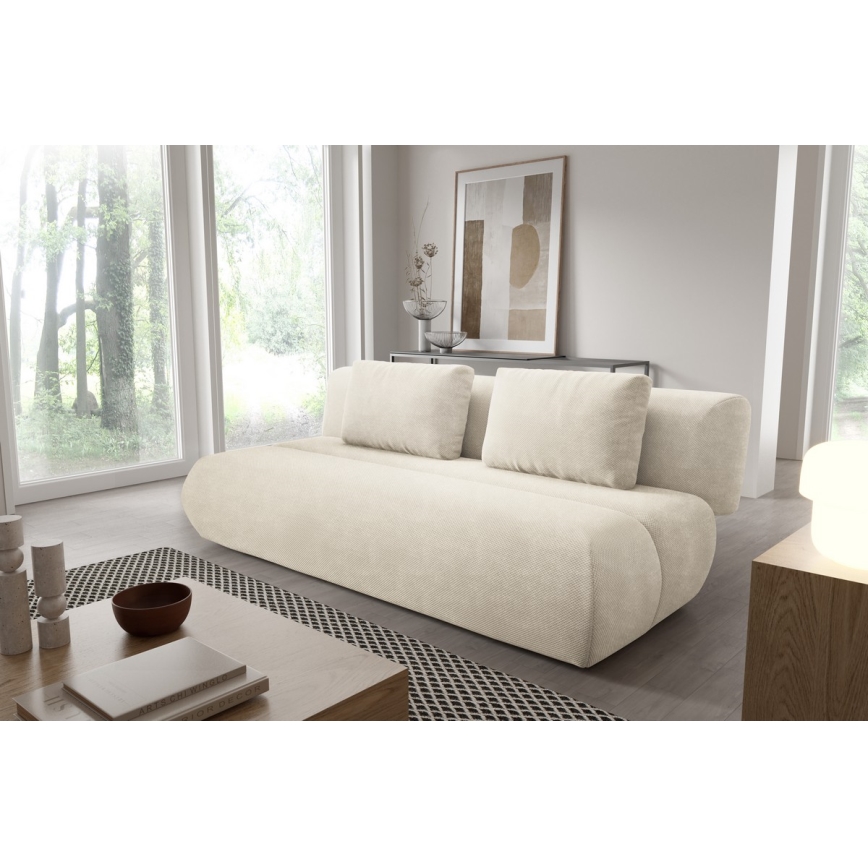 Sofá cama de tres plazas FANO en color crema
