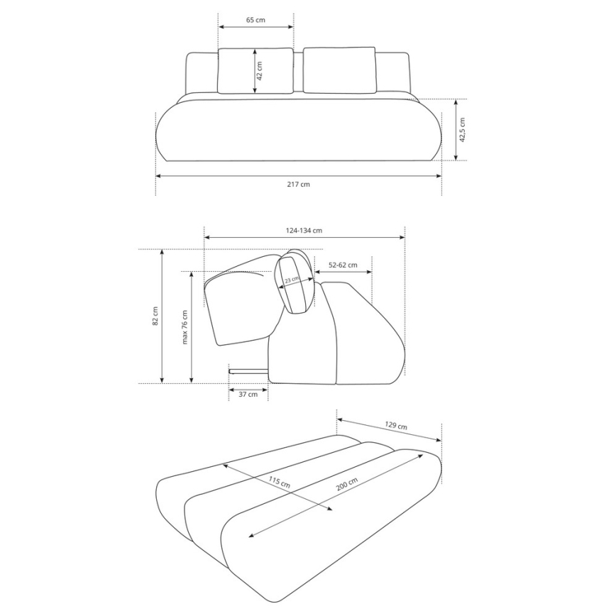 Sofá cama de 3 plazas FANO marrón