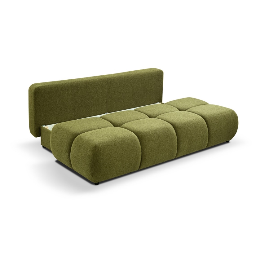 Sofá cama de tres plazas con almacenamiento NUORO verde