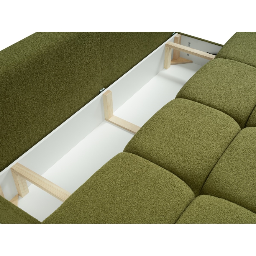 Sofá cama de tres plazas con almacenamiento NUORO verde