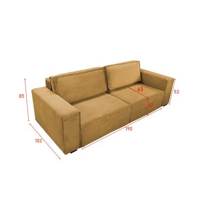 Sofá cama de tres plazas con espacio de almacenamiento RONDA naranja