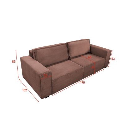 Sofá cama de tres plazas con espacio de almacenamiento RONDA rojo