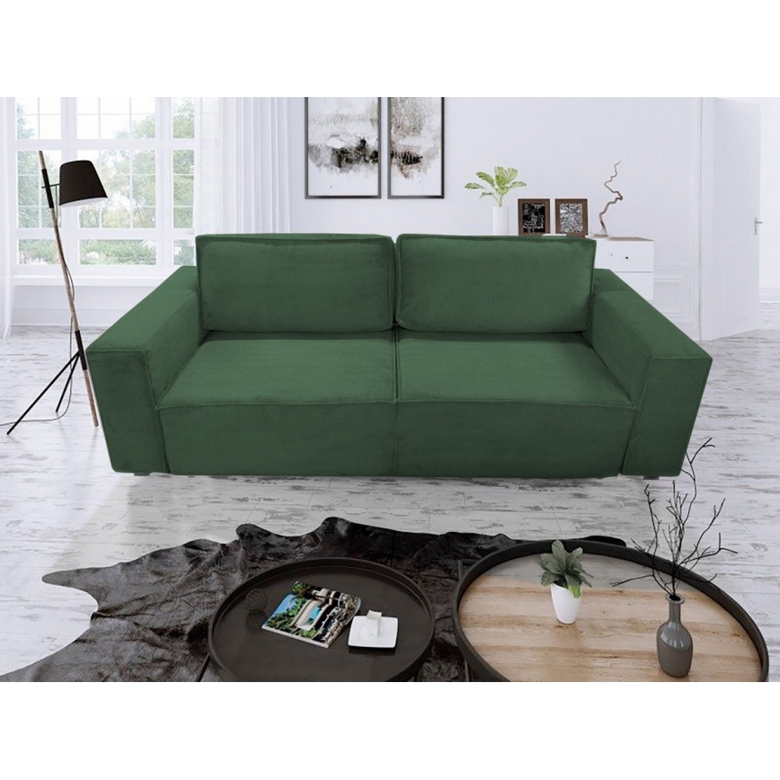 Sofá cama de tres plazas con almacenamiento RONDA verde