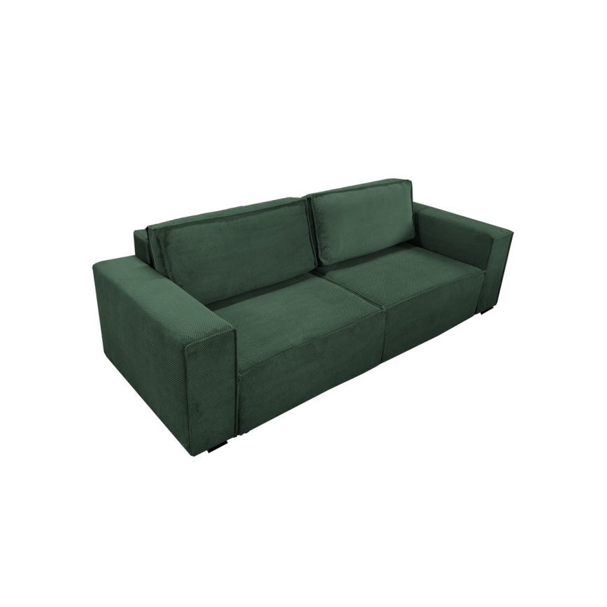 Sofá cama de tres plazas con almacenamiento RONDA verde