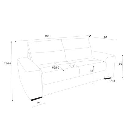 Sofá cama de dos plazas COMO gris