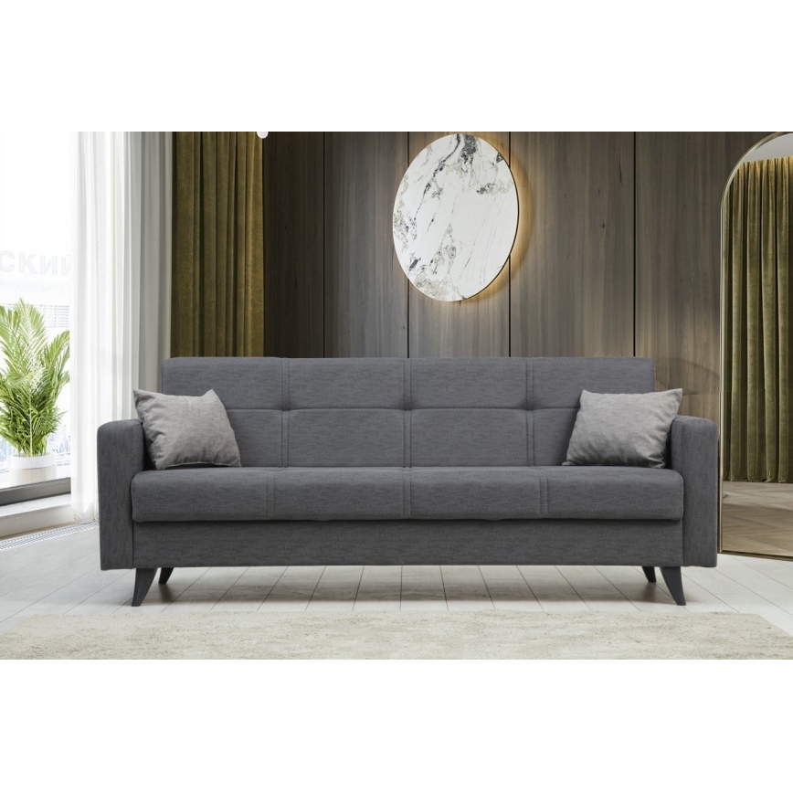Sofá cama de tres plazas KORFU gris oscuro