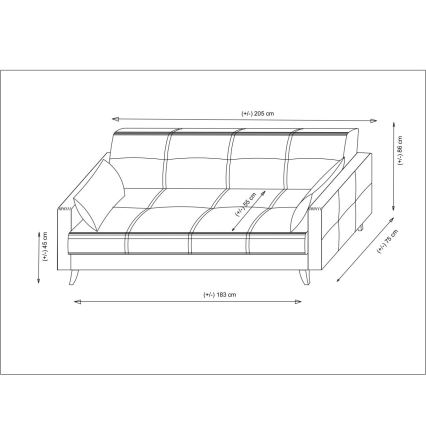 Sofá cama de tres plazas KORFU gris oscuro