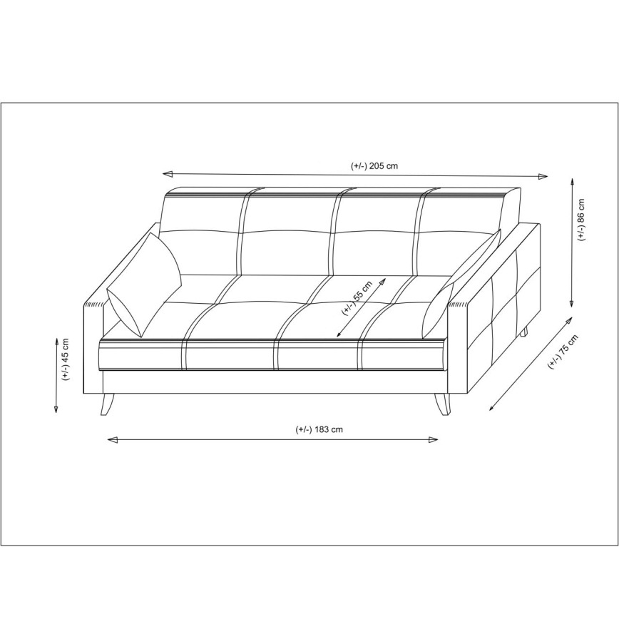 Sofá cama de tres plazas KORFU gris oscuro