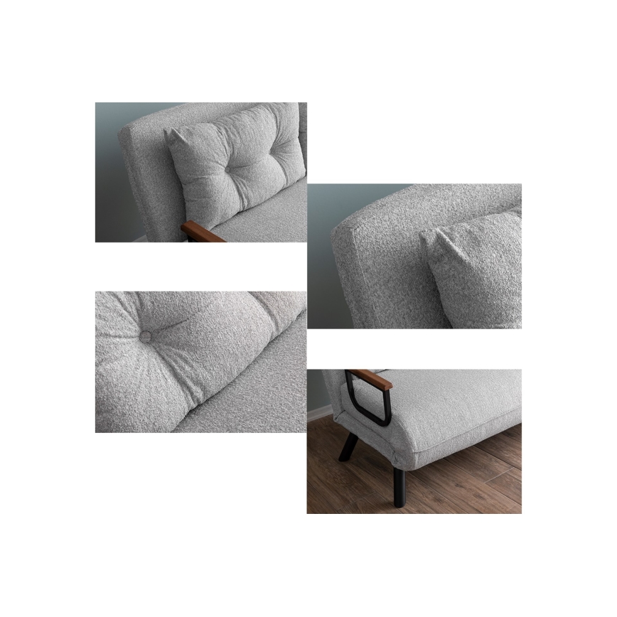 Sofá cama desplegable de 2 plazas QIRA, gris