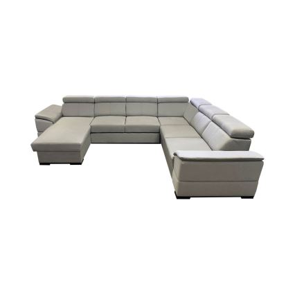 Sofá cama seccional en U con esquina reversible y almacenamiento integrado GRANADA, gris claro