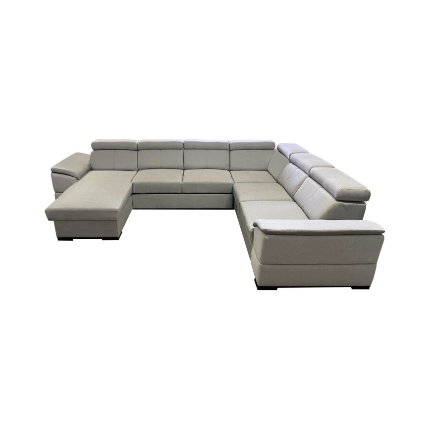 Sofá cama seccional en U con esquina reversible y almacenamiento integrado GRANADA, gris claro