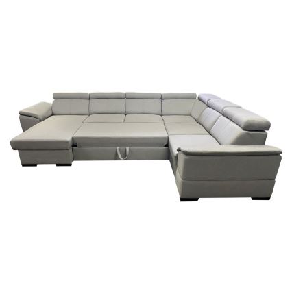 Sofá cama seccional en U con esquina reversible y almacenamiento integrado GRANADA, gris claro