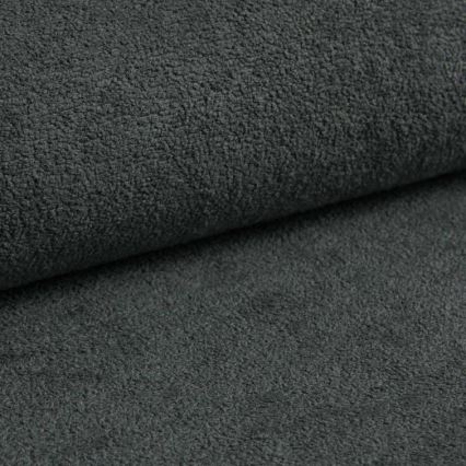 Sofá cama esquinero convertible en L HORTA, versión izquierda, gris oscuro, con arcón de almacenamiento