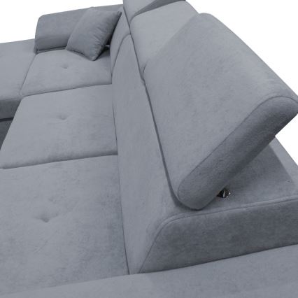 Sofá cama esquinero con arcón en L CASTELO, lado izquierdo, gris oscuro