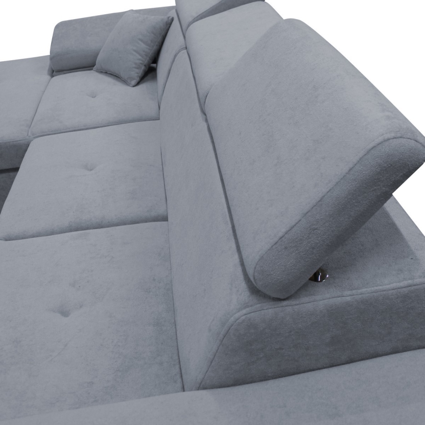 Sofá cama esquinero con arcón en L CASTELO, lado izquierdo, gris oscuro