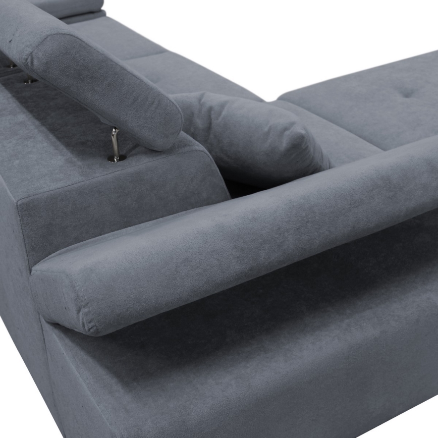 Sofá cama esquinero con arcón en L CASTELO, lado izquierdo, gris oscuro