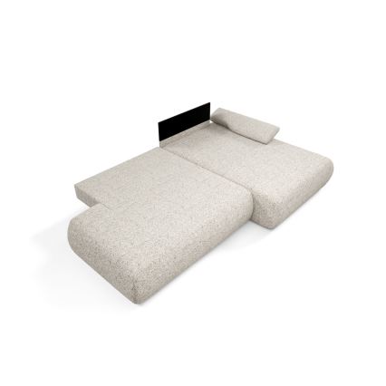 Sofá cama esquinero en L con espacio de almacenamiento PRATO, lado derecho, beige