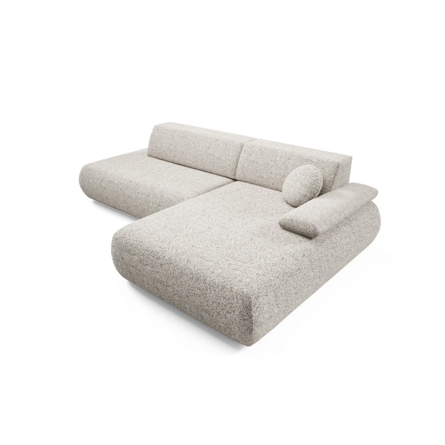 Sofá cama esquinero en L con espacio de almacenamiento PRATO, lado derecho, beige