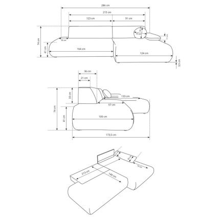 Sofá cama esquinero en L con espacio de almacenamiento PRATO, lado derecho, beige