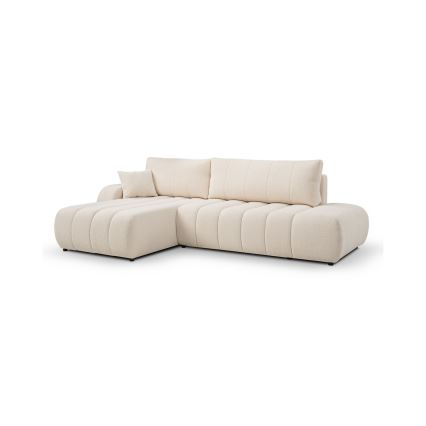 Sofá cama esquinero en L DESIO con arcón, orientación izquierda, beige
