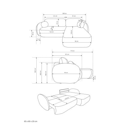 Sofá cama esquinero en L OLBIA con almacenamiento integrado, orientación derecha, beige