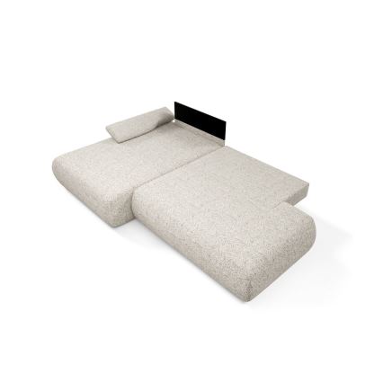 Sofá cama esquinero en L PRATO, izquierdo, beige, con arcón de almacenamiento