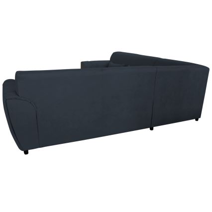 Sofá cama esquinero en L VISEU, con espacio de almacenamiento, orientación derecha, antracita/negro