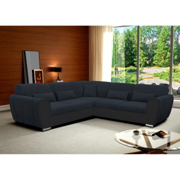 Sofá cama esquinero en L VISEU, con espacio de almacenamiento, orientación derecha, antracita/negro