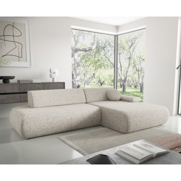 Sofá cama esquinero PRATO en L con espacio de almacenamiento, orientación derecha, beige