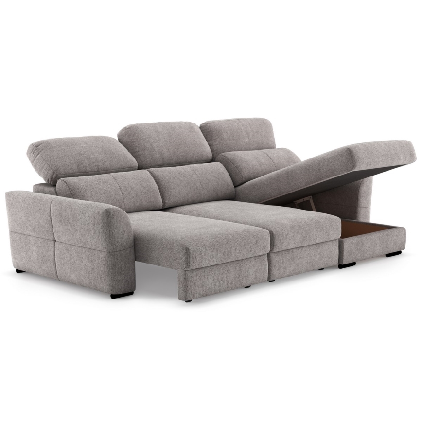 Sofá cama esquinero versátil de 3 plazas con espacio de almacenamiento TRENTO taupe