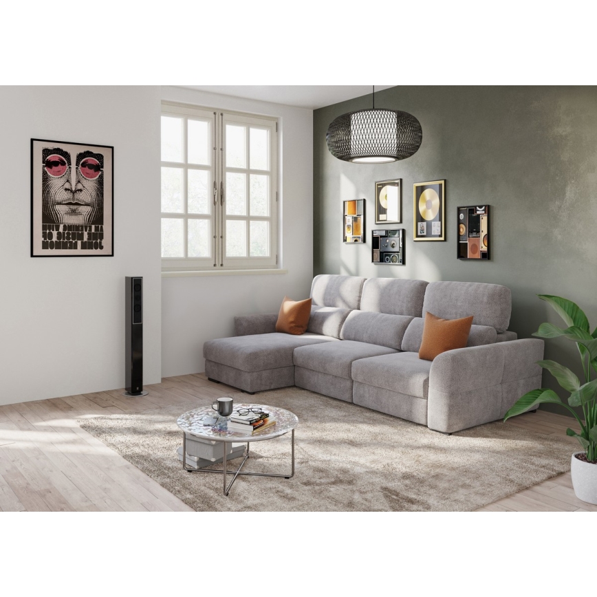 Sofá cama esquinero versátil de 3 plazas con espacio de almacenamiento TRENTO taupe