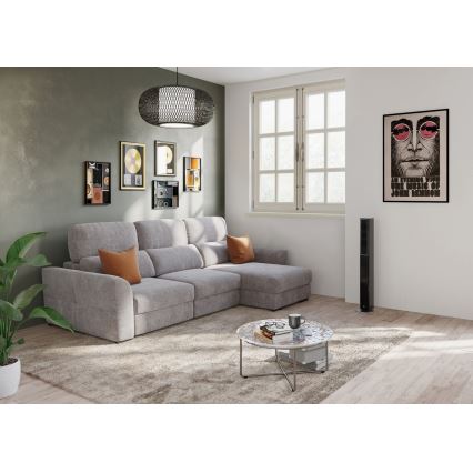 Sofá cama esquinero versátil de 3 plazas con espacio de almacenamiento TRENTO taupe