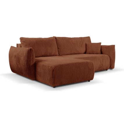 Sofá esquinero versátil y convertible con almacenamiento en forma de L FRIDA marrón