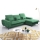 Sofá cama esquinero tapizado ALTA en L, configuración derecha, verde, con arcón de almacenamiento