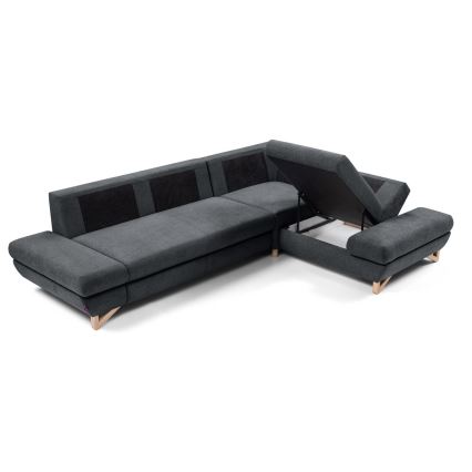 Sofá esquinero tapizado convertible AVESTA en L con almacenaje integrado, orientación derecha, color antracita