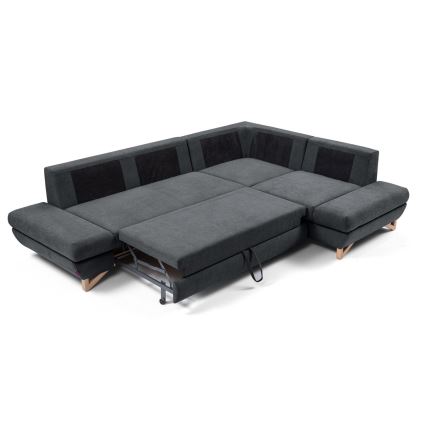 Sofá esquinero tapizado convertible AVESTA en L con almacenaje integrado, orientación derecha, color antracita