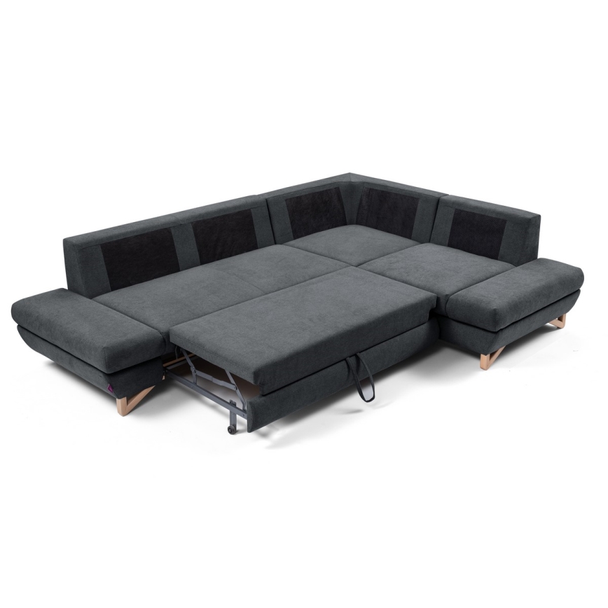 Sofá esquinero tapizado convertible AVESTA en L con almacenaje integrado, orientación derecha, color antracita
