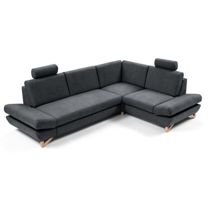 Sofá esquinero tapizado convertible AVESTA en L con almacenaje integrado, orientación derecha, color antracita