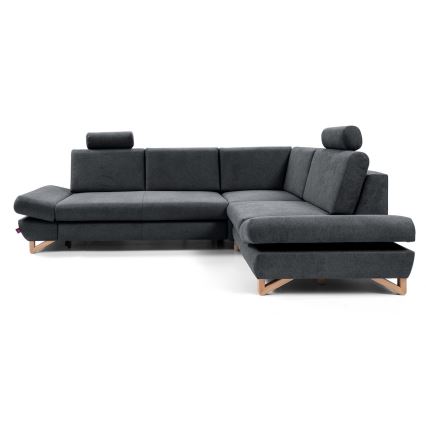 Sofá esquinero tapizado convertible AVESTA en L con almacenaje integrado, orientación derecha, color antracita