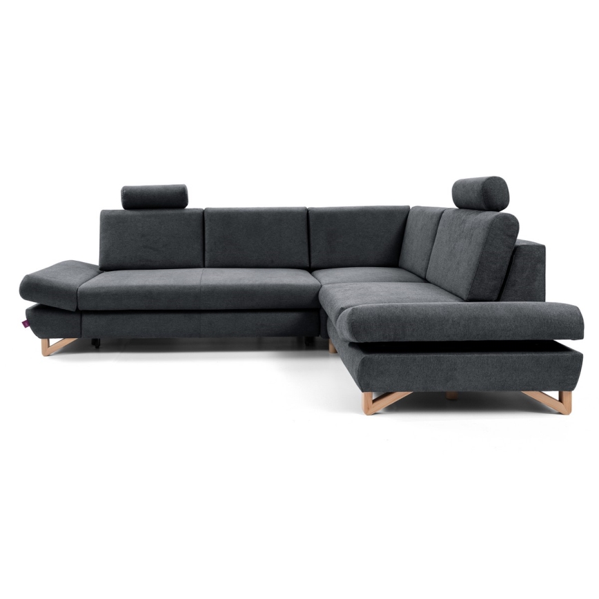 Sofá esquinero tapizado convertible AVESTA en L con almacenaje integrado, orientación derecha, color antracita