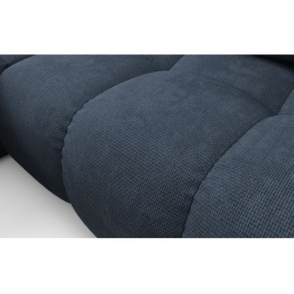Sofá esquinero tapizado convertible en cama con arcón de almacenamiento en L ALMADA, orientación izquierda, azul