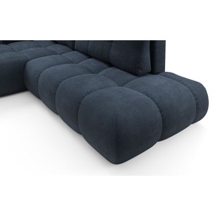 Sofá esquinero tapizado convertible en cama con arcón de almacenamiento en L ALMADA, orientación izquierda, azul