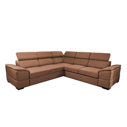 Sofá esquinero convertible y reversible con arcón de almacenaje GRANADA, color marrón