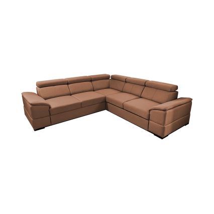 Sofá esquinero convertible y reversible con arcón de almacenaje GRANADA, color marrón
